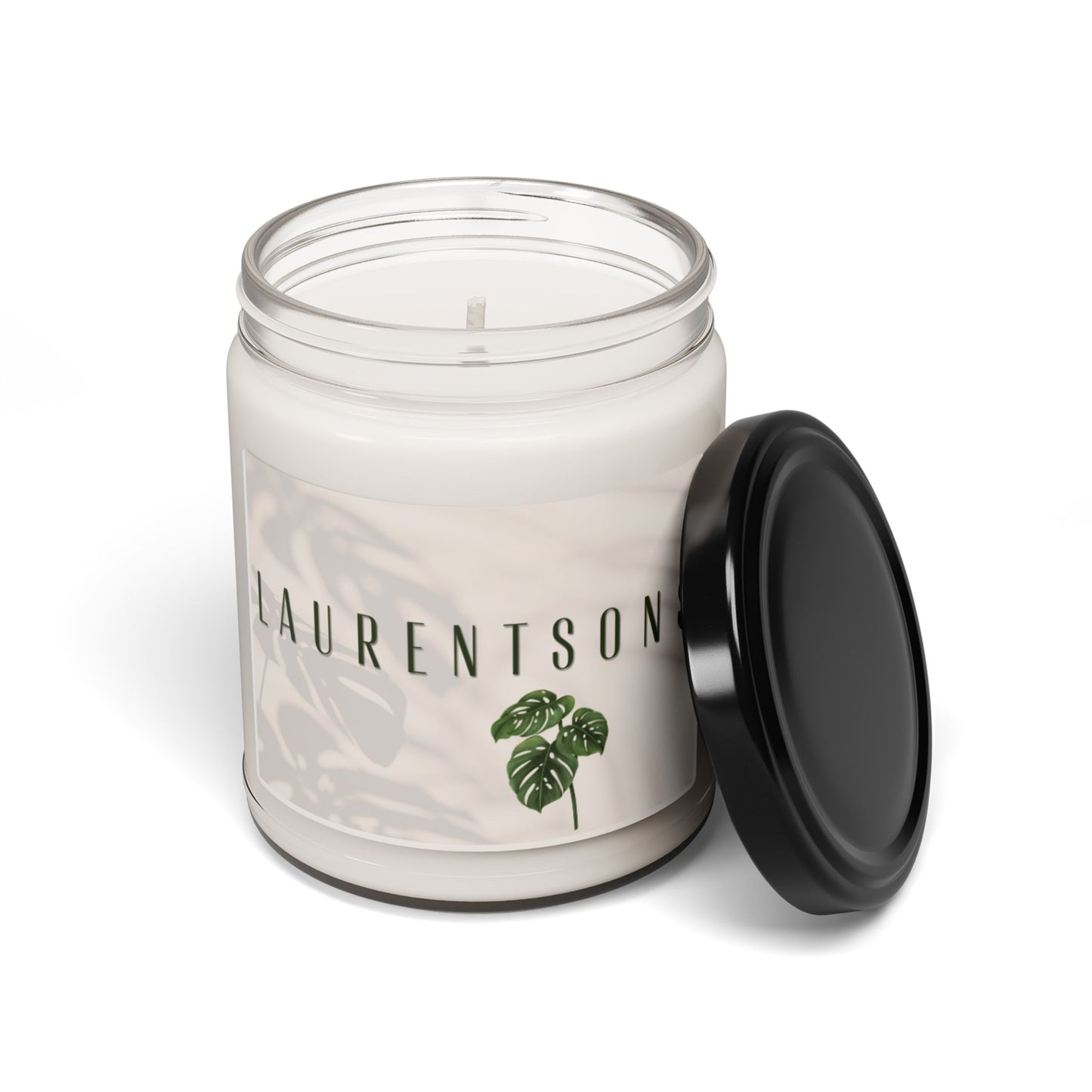 Laurentsons Scented Soy Candle - 9oz Invigorating Home Fragrance with Monstera Leaf Design