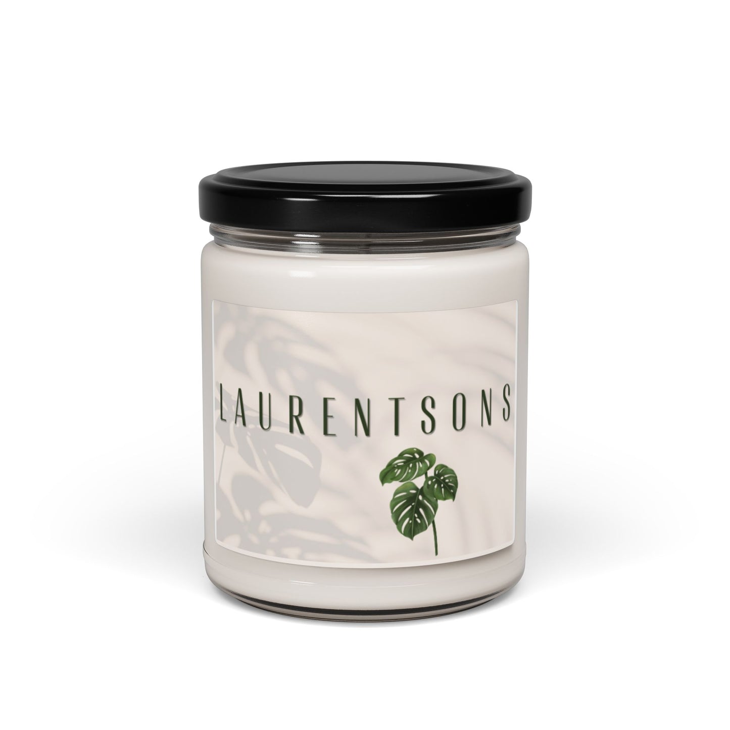 Laurentsons Scented Soy Candle - 9oz Invigorating Home Fragrance with Monstera Leaf Design