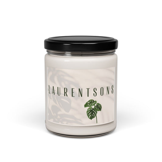 Laurentsons Scented Soy Candle - 9oz Invigorating Home Fragrance with Monstera Leaf Design