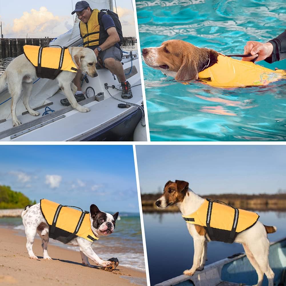 Adjustable Dog Life Jacket with Reflective Strips & Handle