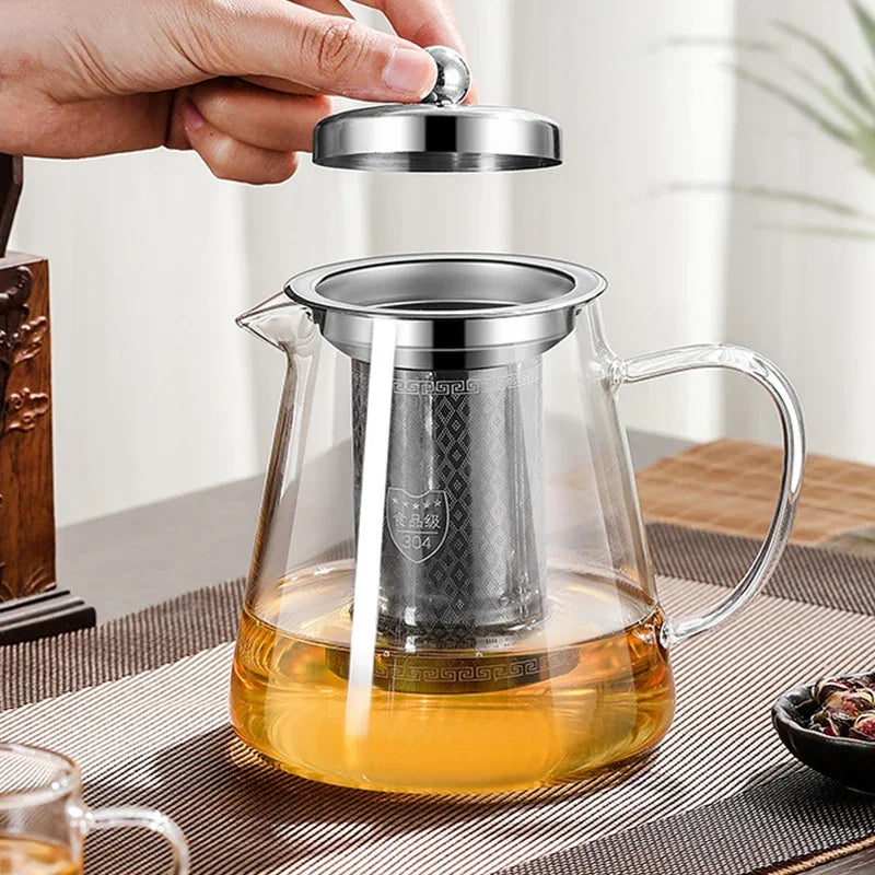 Heat Resistant Glass Teapot with Stainless Steel Infuser