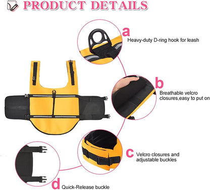 Adjustable Dog Life Jacket with Reflective Strips & Handle